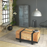 The Attic Meubles Wood and Metal Coffee Table Natural